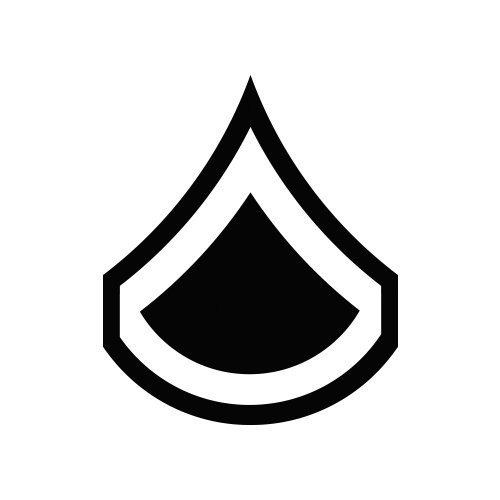 E-3 Private First Class Rank Sticker - Decal - Die Cut US Army PFC OR-3 - Black