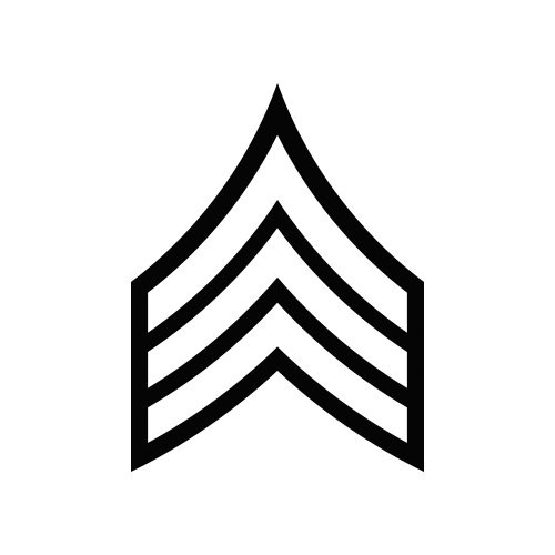 E-5 Sergeant Rank US Army Sticker - Decal - Die Cut SGT OR-5 - Black