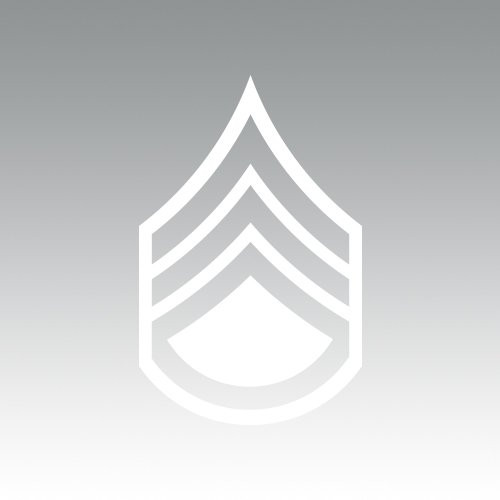 E-6 Staff Sergeant Rank US Army Sticker - Decal - Die Cut SSG OR-6 - White