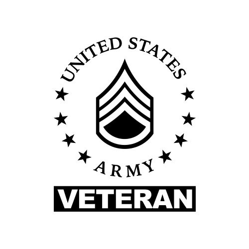 E-6 Staff Sergeant Veteran US Army Rank Sticker - Decal - Die Cut SSG OR-6 - Matte Black