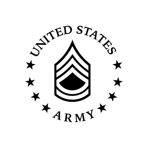 E-7 Sergeant First Class US Army Rank Sticker - Decal - Die Cut SFC OR-7 - Matte Black