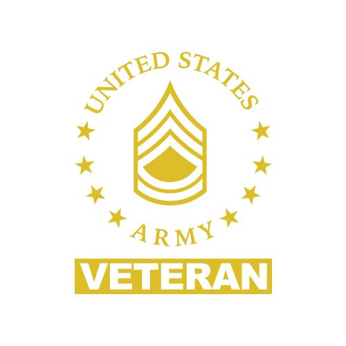 E-7 Sergeant First Class Veteran US Army Rank Sticker - Decal - Die Cut SFC OR-7 - Gold