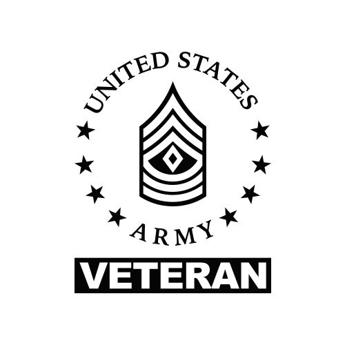 E-8 First Sergeant Veteran US Army Rank Sticker - Decal - Die Cut 1SG OR-8 - Black