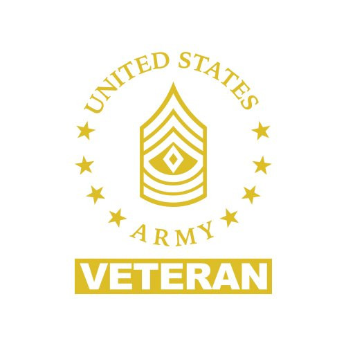 E-8 First Sergeant Veteran US Army Rank Sticker - Decal - Die Cut 1SG OR-8 - Gold