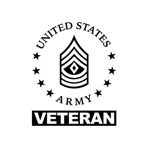 E-8 First Sergeant Veteran US Army Rank Sticker - Decal - Die Cut 1SG OR-8 - Matte Black