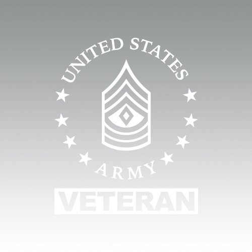 E-8 First Sergeant Veteran US Army Rank Sticker - Decal - Die Cut 1SG OR-8 - White