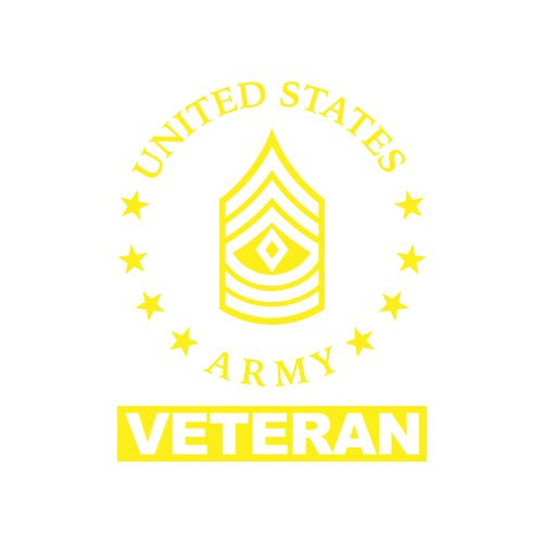 E-8 First Sergeant Veteran US Army Rank Sticker - Decal - Die Cut 1SG OR-8 - Yellow