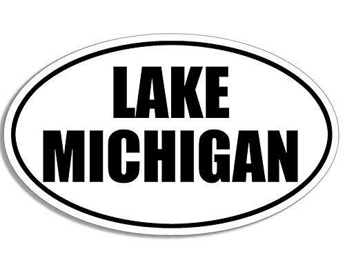 JR Studio 3x5 inch B-W Oval Lake Michigan Sticker -Benton Harbor Great mi- Vinyl Decal Sticker Car Waterproof Car Decal Bumper Sticker