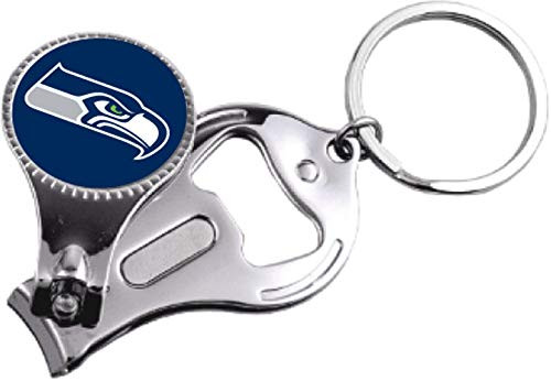 Aminco NFL Seattle Seahawks Multi-Function Keychain Includes- Nail Clipper Nail File and Bottle Opener Team Color nfl-kt-861-14 -NFL-KT-861-14-