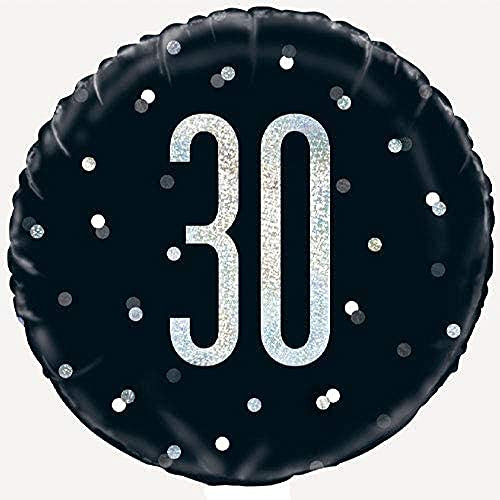 Unique 83345 Black Prismatic 30th Birthday Round Foil Balloon 18" 1 Pc Age 30