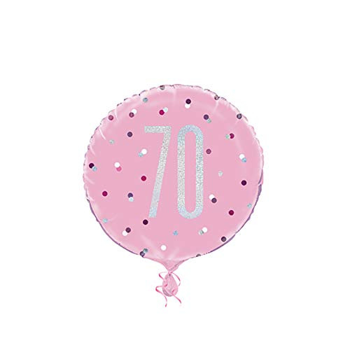 Unique 83367 Pink Packaged Round Mylar Balloon-18 Silver  1 Pc Age 13