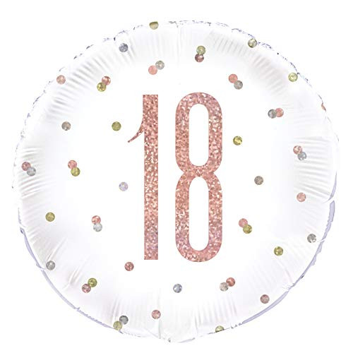 Unique 84900 Packaged Number Round Mylar Balloon-18  Glitter Rosegold  1 Pc Rose Gold Age 18
