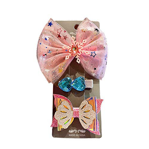 DAWEIF 1 Set Chiffon Mesh Bow Embroidery Hair Clips Set Children Kids Cartoon Snowflake Hairpin Barrette Hair Accessories-E-