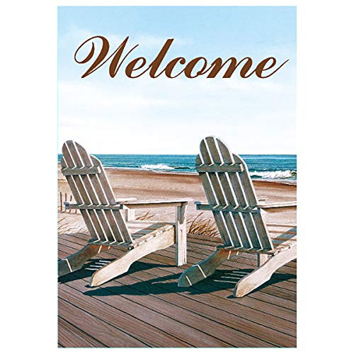 Morigins Welcome Double Sided Summer Beach Chairs House Flag 28"x40"