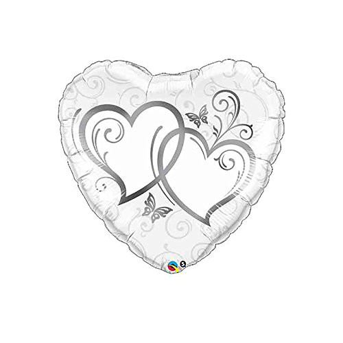 Qualatex Entwined Hearts Silver 18 Heart Shaped Foil Balloon by Qualatex