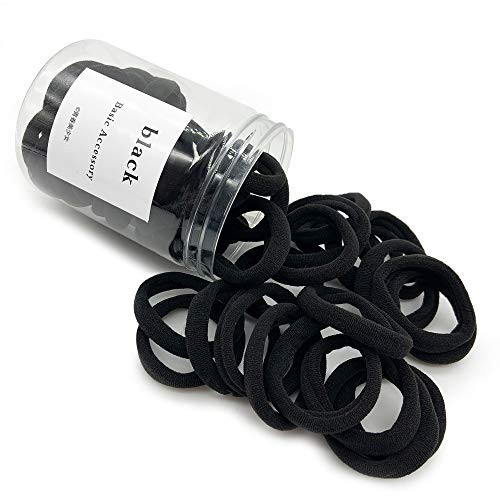 50 Pack Seamless Cotton Hair Ties Thick Elastics Stretch Hair Bands Ponytail Holders Headband Simply Hair Ties Scrunchies Hair Accessories No Crease Damage for Thick Hair -BLACK- 50 Pack Seamless Cotton Hair Ties Thick Elastics Stretch Hair Bands Ponytail Holders Headband Simply Hair Ties Scrunchies Hair Accessories No Crease Damage for Thick Hair -BLACK-