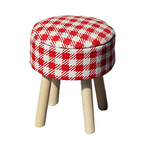 narutosak Doll House Accessories Doll House Furnishings1-12 Scale Wooden Round Floral Dollhouse Stool Chair for Dolls House Decor - E