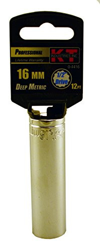K-T Industries 0-4416 1-2" Drive x 16mm 12-Point Deep Socket