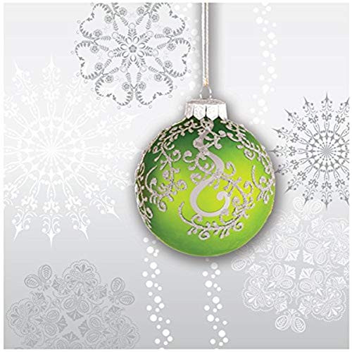 Creative Converting 18 Count Beverage Napkins Jingle Bells Silver-Green