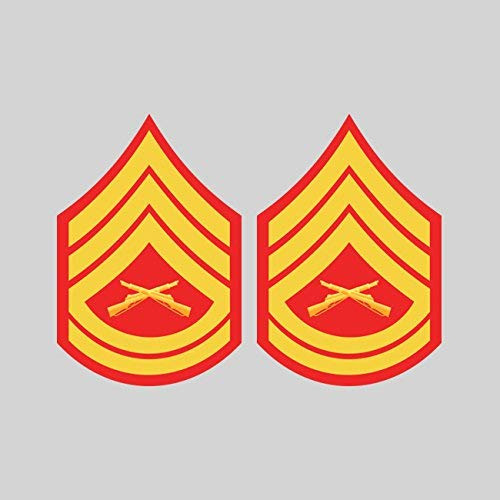 Two Pack E-7 Gunnery Sergeant Insignia Sticker Die Cut Decal Vinyl Made in USA