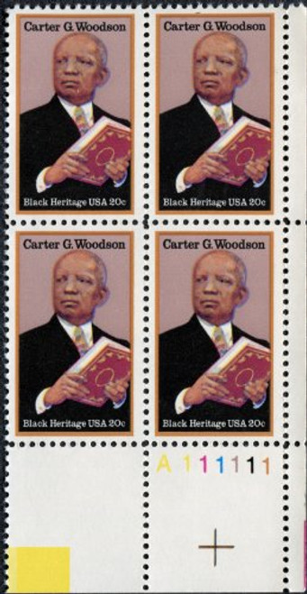 CARTER G WOODSON ~ BLACK HERITAGE ~ BLACK HISTORY ~ RESEARCHER 2073 Plate Block of 4 x 20¢ US Postage Stamps CARTER G WOODSON ~ BLACK HERITAGE ~ BLACK HISTORY ~ RESEARCHER 2073 Plate Block of 4 x 20¢ US Postage Stamps