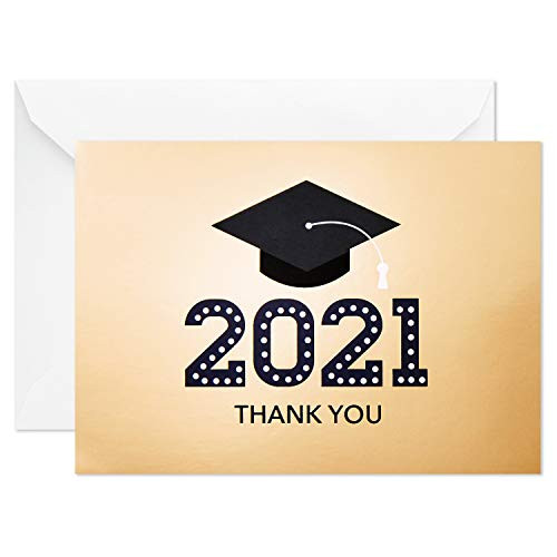 Hallmark 2021 Graduation Thank You Cards Gold Graduation Cap -20 Thank You Notes with Envelopes-