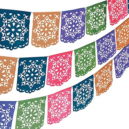 Fun Express - Flower Cut Out Banner for Cinco de Mayo - Party Decor - Hanging Decor - Pennants - Cinco de Mayo - 1 Piece