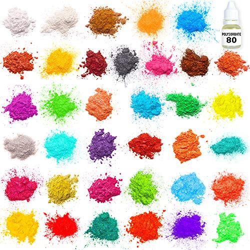 Mica Powder  Soap Making Kit  Powdered Pigments Set  Soap Making dye  36 Coloring - Hand Soap Making Supplies - Resin Dye  Organic Mica Powder