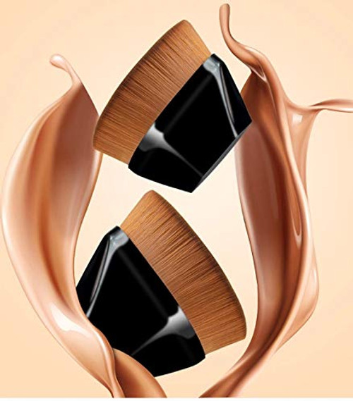 Foundation Makeup Brush Kabuki Magic Face Brush Flat Top High-Density Multifunctional for Flawless Powder Blending Liquid or Cream Cosmetics with Portable Case-BLACK- Foundation Makeup Brush Kabuki Magic Face Brush Flat Top High-Density Multifunctional for Flawless Powder Blending Liquid or Cream Cosmetics with Portable Case-BLACK-
