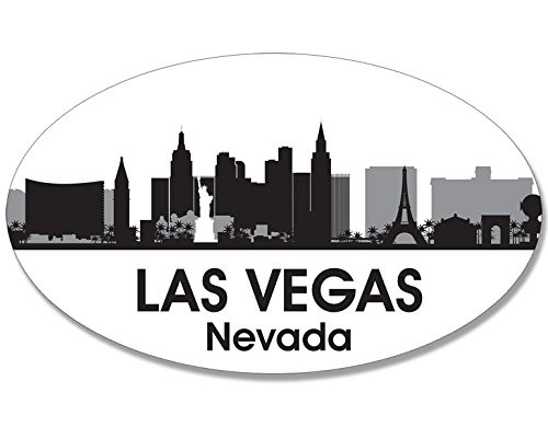 American Vinyl Oval B-W Skyline of LAS Vegas Sticker -City nv Decal-