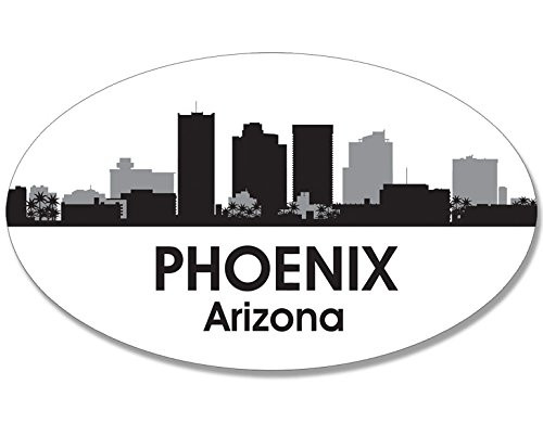 American Vinyl Oval B-W Skyline of Phoenix Sticker -City az Arizona not Pheonix-