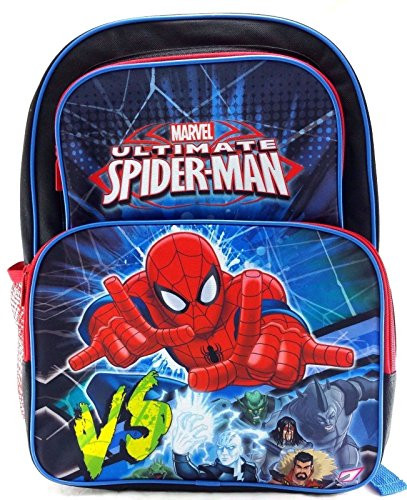 Marvel Ultimate Spider-man VS Enemies 16" Canvas Blue School Backpack