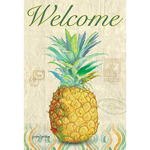 Welcome Pineapple Vintage Postcard 13 x 18 Rectangular Small Garden Flag