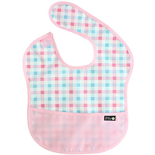 Plie Waterproof Super Bib-Baby Bib-Toddler Bib-Smock Washable Stain and Odor Resistant 6-24 Months - -B- Pink-Check