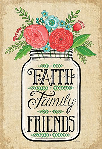 Faith Family Friends Rustic Mason Jar 13 x 18 Rectangular Small Garden Flag