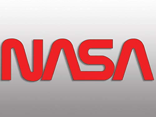 JR Studio 2x7 inch Worm Lettering RED NASA Sticker - Space Nerd Science Logo Letters Geek Vinyl Decal Sticker Car Waterproof Car Decal Bumper Sticker