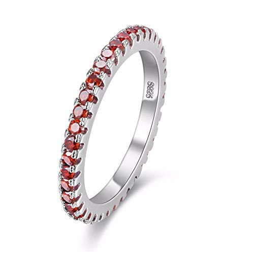 Uloveido 2mm Silver Color Wedding Band Red Cubic Zirconia Eternity Stackable Engagement Ring with Simulated Ruby Birthstone Size 6 7 8 9 -Red 8- Y115 Uloveido 2mm Silver Color Wedding Band Red Cubic Zirconia Eternity Stackable Engagement Ring with Simulated Ruby Birthstone Size 6 7 8 9 -Red 8- Y115