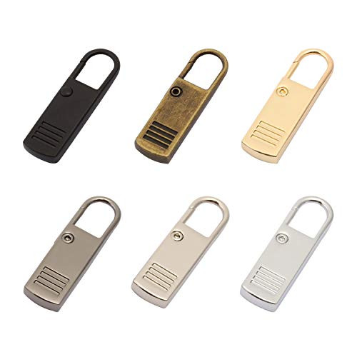 willikiva 6Pcs Zipper Pulls Tab Luggage Zippers Pulls Replacement Extension Universal Metal Zippers Tag Handle Mend Fixer for Backpack and Suitcase-Z158-