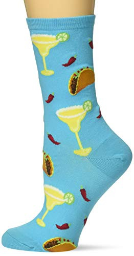 Hot Sox Women's Food and Drink Novelty Casual Crew Socks Margarita -Aqua- Shoe Size- 4-10