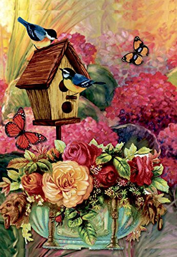Morigins Fabulous Flowers Decorative Birds Butterfly Spring House Flag 28"x40"