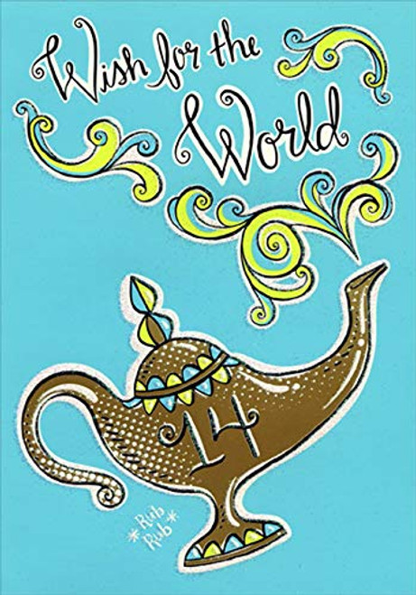 Designer Greetings Gold Genie Lamp Age 14 - 14th Birthday Card Designer Greetings Gold Genie Lamp Age 14 - 14th Birthday Card
