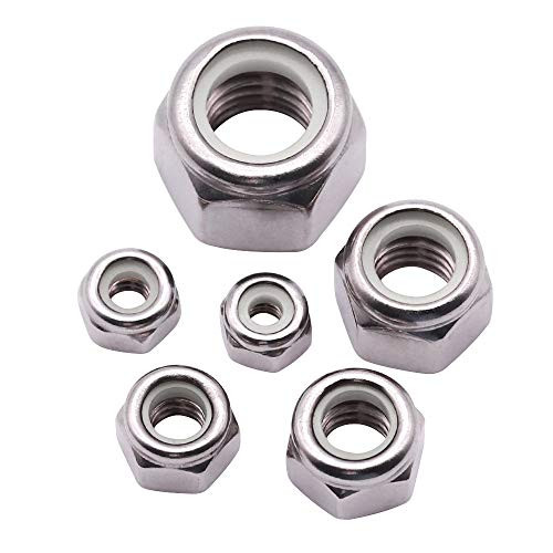UNC 3-8"-16 inch Nylon Inserted Hex Locknuts -12 Pack- 304 Stainless Steel -18-8- Lock nut Finish Hex Lock Nut