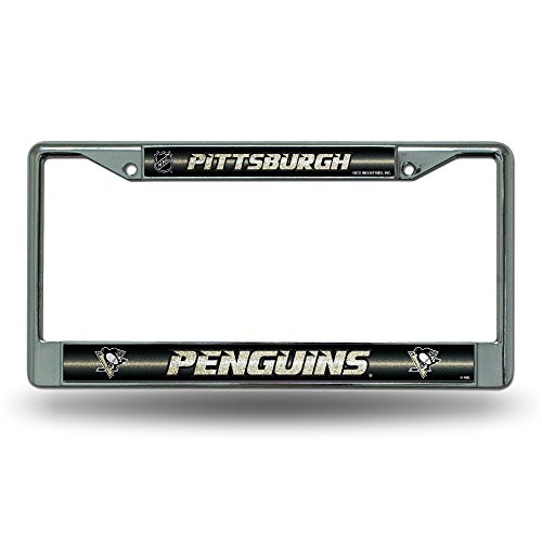 NHL Pittsburgh Penguins Bling Chrome License Plate Frame with Glitter Accent