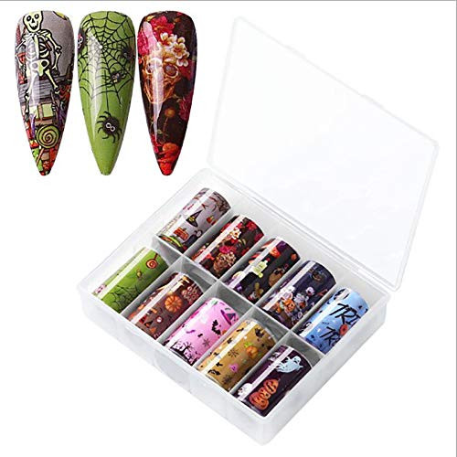 Christmas Nail Foil Transfer Sticker 10 Sheets Christmas Nail Art Tips Wraps Adhesive Glitters Acrylic DIY Nail Decoration -G-