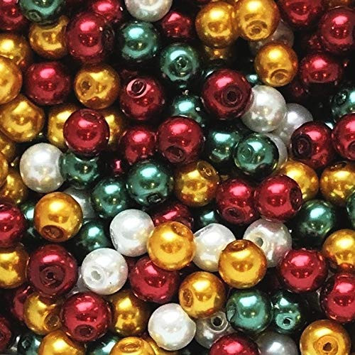 UnCommon Artistry Glass Pearls Mixes -200pcs 6mm- Ho Ho Ho Christmas Mix