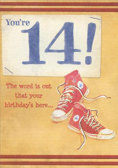 Designer Greetings Red Sneakers Age 14 - 14th Birthday Card for Boy Designer Greetings Red Sneakers Age 14 - 14th Birthday Card for Boy