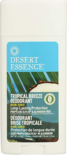Desert Essence Tropical Breeze Deodorant - 2.5 Oz - Long Lasting Protection - Fresh Tropical Scent - Tea Tree Oil - Propylene Glycol  and  Aluminum Free - Neutralize Body Odor - Antiseptic