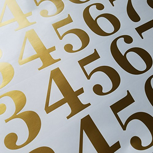 Classic Style Die Cut Vinyl Numbers (3 inch Soft Metallic Gold)