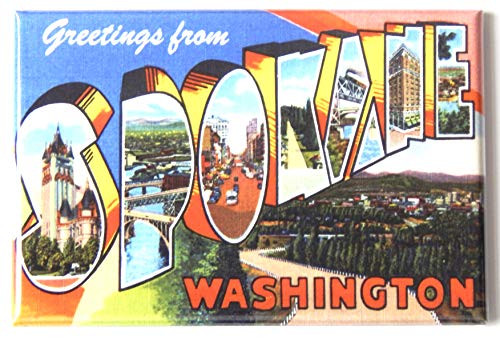 Greetings from Spokane Washington Fridge Magnet -1.75 x 2.75 inches- style B