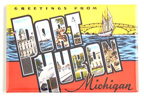 Greetings from Port Huron Michigan Fridge Magnet -1.75 x 2.75 inches- style B